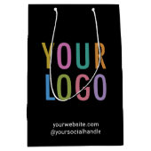 Zwarte aangepaste cadeautas zakken bedrijf logo bu (Voorkant)