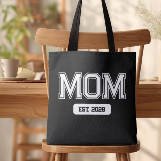 Zwarte aangepaste datum nieuwe moeder tote bag
