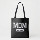 Zwarte aangepaste datum nieuwe moeder tote bag (Voorkant)