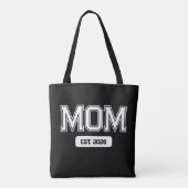 Zwarte aangepaste datum nieuwe moeder tote bag (Achterkant)