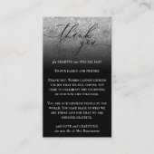 Zwarte aangepaste foto grijs glans zilver bedankt informatiekaartje (Voorkant)