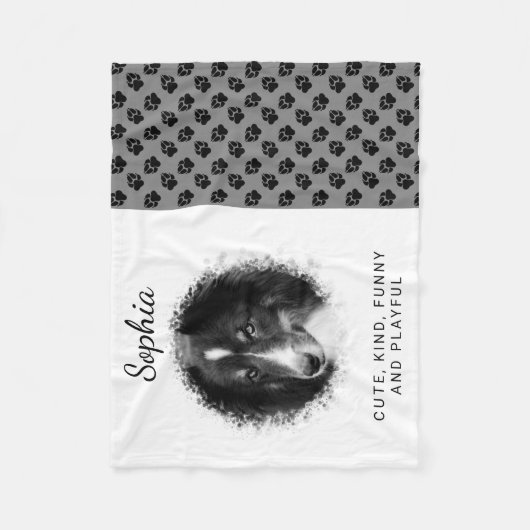 Zwarte aangepaste foto-sjabloon en pagina's en tek fleece deken (Voorkant)