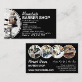 Zwarte aangepaste foto's Circle Moderne Barber-win Visitekaartje (Voorkant / Achterkant)