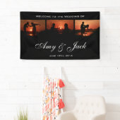 Zwarte Aangepaste fotoserie Welkomstbruiloft Spandoek (Insitu)