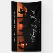 Zwarte Aangepaste fotoserie Welkomstbruiloft Spandoek (Verticaal)