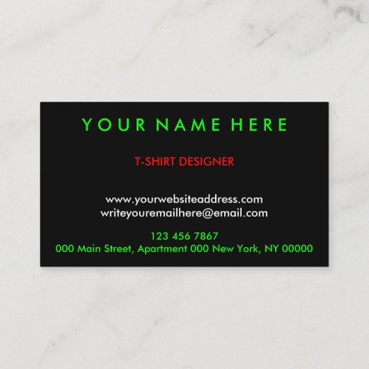 Zwarte Aangepaste kleding Afdrukken Winkel Visitekaartje (Achterkant)