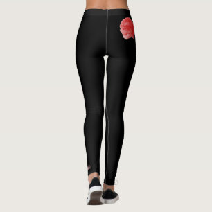 Zwarte Aangepaste Leggings, Coral Pink Rose en Naa Leggings