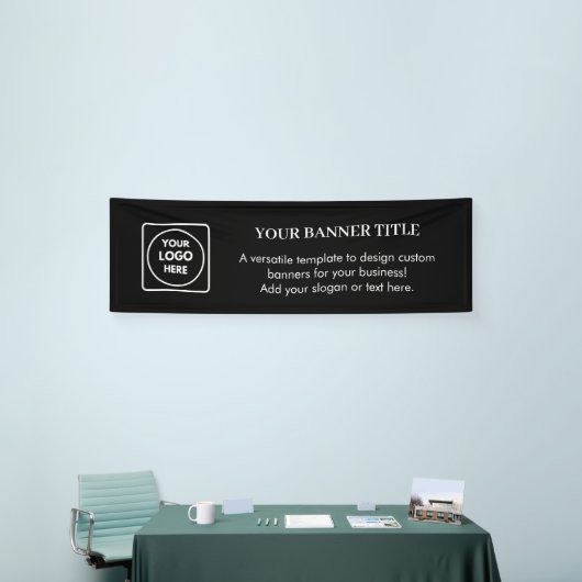 Zwarte aangepaste Logo-banner | Modern zakelijk ev Spandoek (Beurs)
