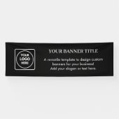 Zwarte aangepaste Logo-banner | Modern zakelijk ev Spandoek (Horizontaal)