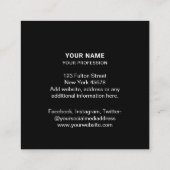 Zwarte, aangepaste logo-elegante professional vierkante visitekaartje (Achterkant)