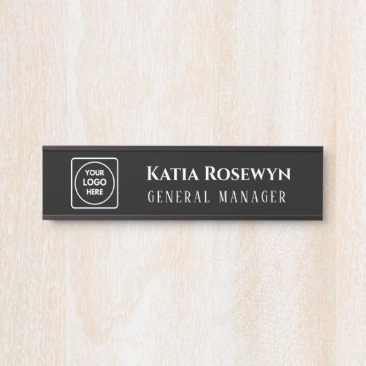 Zwarte aangepaste Logo | Gepersonaliseerd Kantoor- Deurbordje (Voorkant)