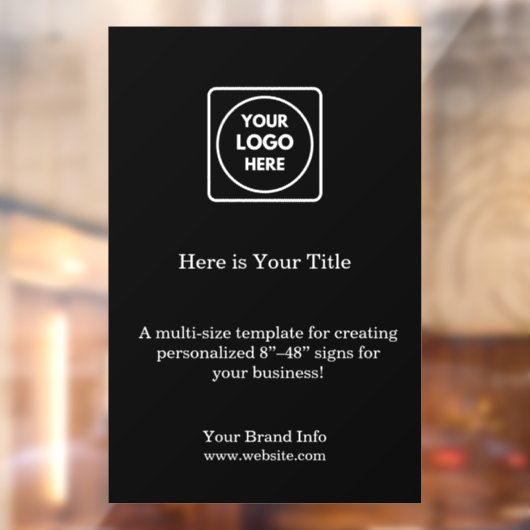 Zwarte aangepaste Logo | Minimaal stijlvol zakelij Raamsticker (Vel 2)