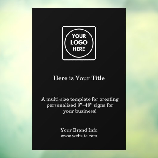 Zwarte aangepaste Logo | Minimaal stijlvol zakelij Raamsticker (Vel 3)