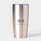 Zwarte aangepaste monogram initialen naam geïsoleerde drinkbeker (Achterkant)