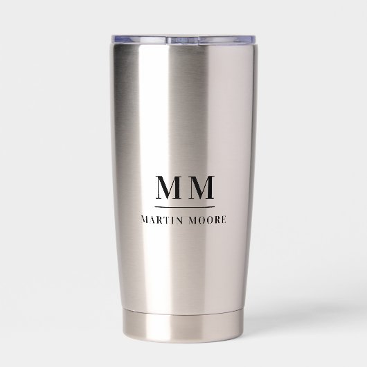 Zwarte aangepaste monogram initialen naam geïsoleerde drinkbeker (Achterkant)