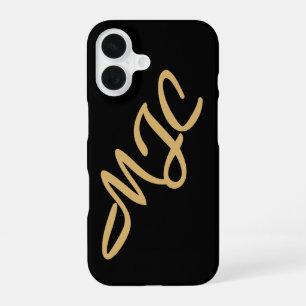 Zwarte aangepaste monogram iPhone 16 hoesje