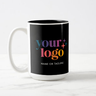 Zwarte aangepaste promo business logo mok