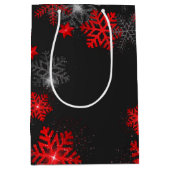 Zwarte, aangepaste sneeuwvlok kerstcadeau, nieuw j medium cadeauzakje (Voorkant)