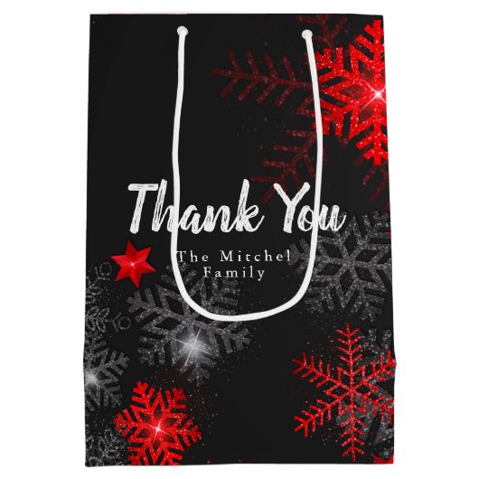 Zwarte, aangepaste sneeuwvlok kerstcadeau, nieuw j medium cadeauzakje (Achterkant)