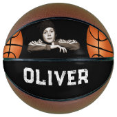 Zwarte aangepaste speler naam aandenken foto basketbal (Voorkant)