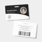 Zwarte aangepaste werknemer - Foto, Logo, Barcode, Badge (Voor- en achterkant)