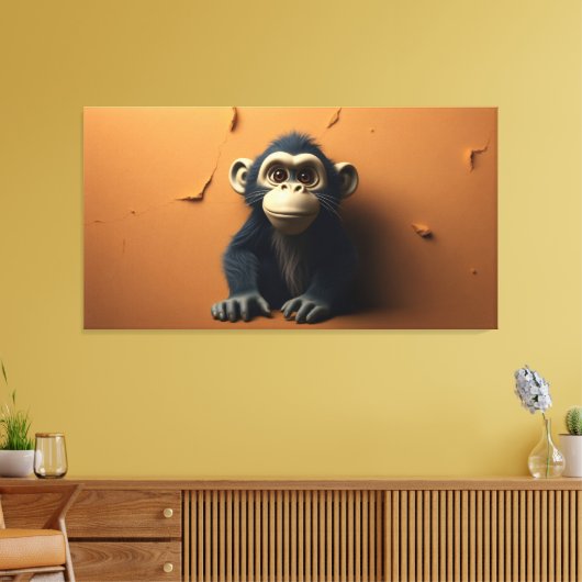 Zwarte aap canvas afdruk (Insitu (Woonkamer))