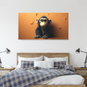 Zwarte aap canvas afdruk (Insitu (Slaapkamer))
