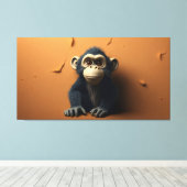 Zwarte aap canvas afdruk (Insitu (Houten vloer))
