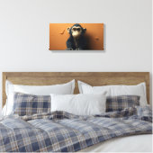 Zwarte aap canvas afdruk (Insitu (Slaapkamer))