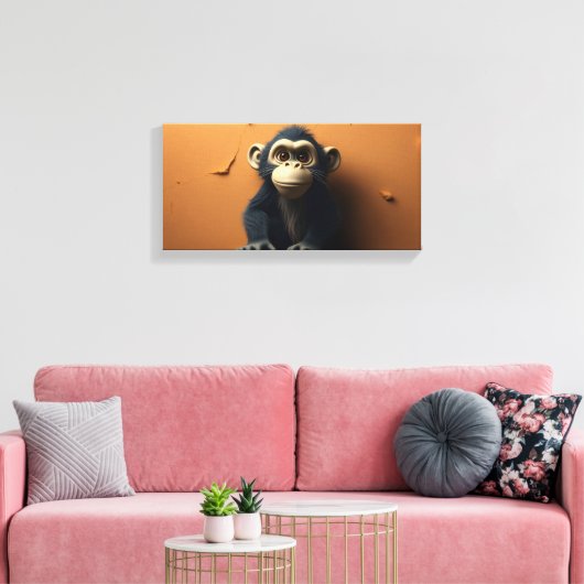 Zwarte aap canvas afdruk (Insitu (Woonkamer))