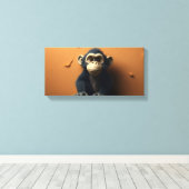 Zwarte aap canvas afdruk (Insitu (Houten vloer))