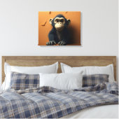 Zwarte aap canvas afdruk (Insitu (Slaapkamer))