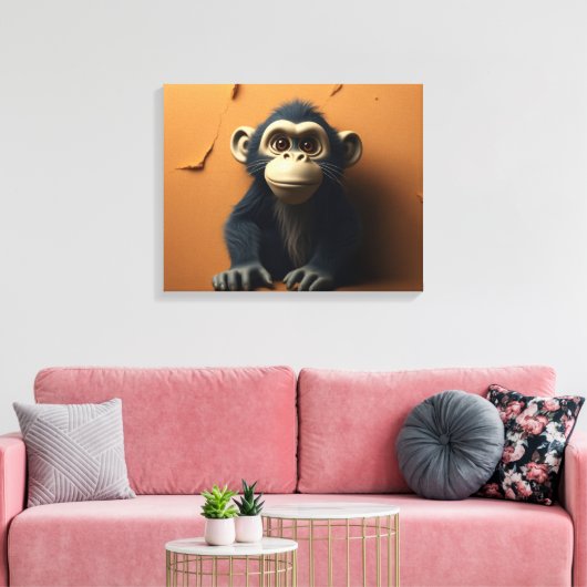 Zwarte aap canvas afdruk (Insitu (Woonkamer))