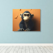 Zwarte aap canvas afdruk (Insitu (Houten vloer))