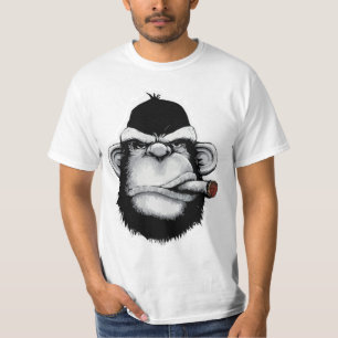 Zwarte aap roken t-shirt