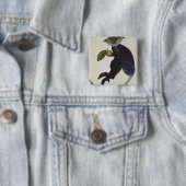 Zwarte aap vierkante button 5,1 cm (In situ)