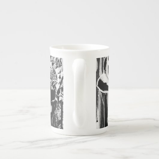 Zwarte Aardbei Bone China Porselein Mok (Achterkant)