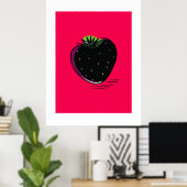 Zwarte Aardbei – Minimal Pop Poster (Thuiskantoor)