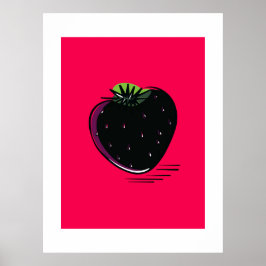 Zwarte Aardbei – Minimal Pop Poster