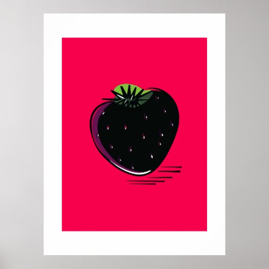 Zwarte Aardbei – Minimal Pop Poster (Voorkant)