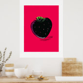 Zwarte Aardbei – Minimal Pop Poster (Keuken)