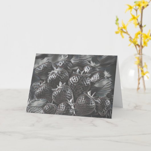 Zwarte Aardbeien Note Kaart (Gele Bloem)