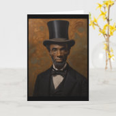 Zwarte Abraham Lincoln Juneteenth Mannen Afro Koni Kaart (Gele Bloem)