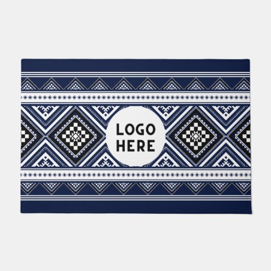 Zwarte Abstracte etnische geometrische patronen me Deurmat (Voorkant)