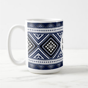 Zwarte Abstracte Etnische Geometrische Patronen me Koffiemok