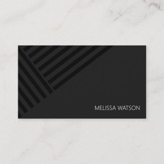 Zwarte abstracte lijnen modern mannelijk visitekaartje (Voorkant)