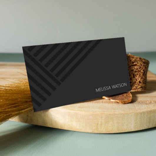 Zwarte abstracte lijnen modern mannelijk visitekaartje