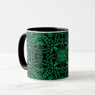 Zwarte abstracte moderne spinnenweblijnen neon gro mok