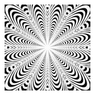 Zwarte abstracte optische illusie bloem foto afdruk