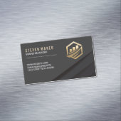 Zwarte Abstracte panelen | Goud financieel icoon Magnetisch Visitekaartje (Voorbeeld)